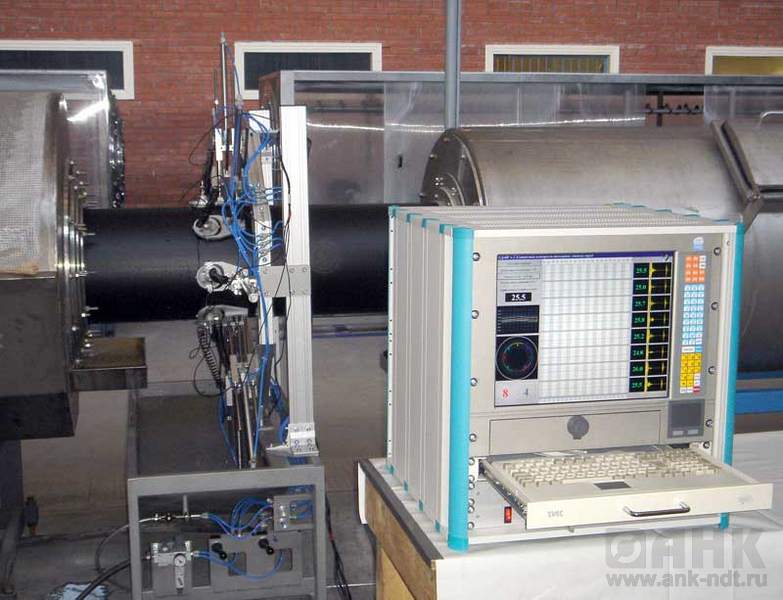 УД-8К v.2 Система ультразвукового контроля толщины стенки полиэтиленовой трубы
